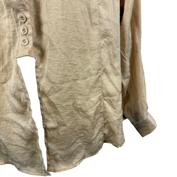 Davi & Dani Womens Satin Balloon Long Sleeve Button Up Collared Shirt Top sz M - Picture 7 of 16